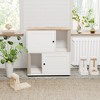 Double Layer Cat Litter Box Enclosure with Hidden Cabinet, Integrated Scrapeing Post & Litter Mat, Stylish Wooden Cat Furniture - 2 of 4