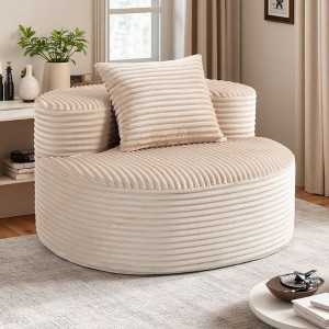 55" Corduroy Compressed Lounge Sofa with High-Density Foam & Bonus Pillows - 1 of 4