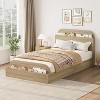 Twin Size Bed Frame, Wooden Storage Headboard, Low Platform, No Box Spring Needed, Sturdy Slats - 3 of 4