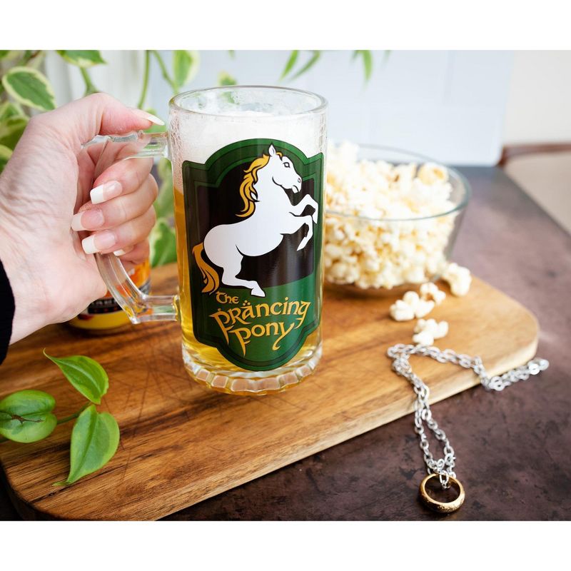 Silver Buffalo The Lord of the Rings Prancing Pony Glass Stein Mug | Holds 16 Ounces, 4 of 7