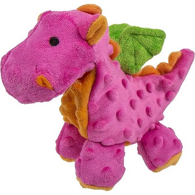 goDog Bubble Plush Dragons Squeaky Dog Toy, Chew Guard Technology - Hot Pink, Small
