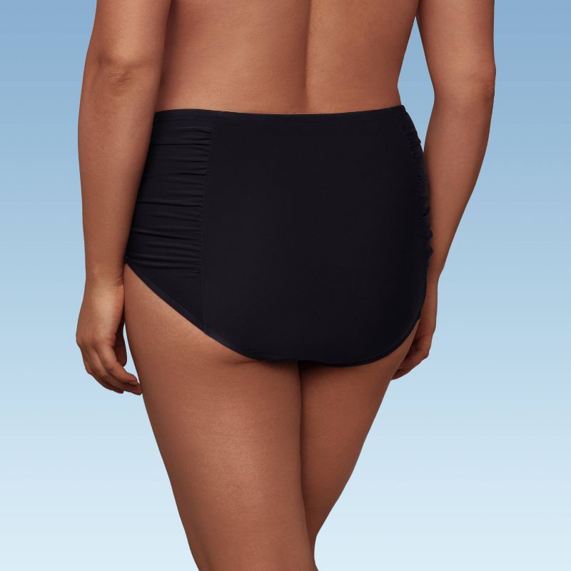 Women's UPF 50 Shirred Bikini Bottom - Aqua Green® Black, 5 of 9
