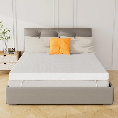 PDTEND 3-Inch Bamboo Fiber & Memory Foam Mattress Topper with Cooling Ice Silk Cover, Gel-Infused, Anti-Slip