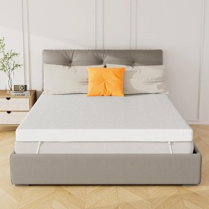 PDTEND 3-Inch Bamboo Fiber & Memory Foam Mattress Topper with Cooling Ice Silk Cover, Gel-Infused, Anti-Slip - 1 of 4
