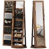HOMCOM Jewelry Cabinet, 360° Swivel Jewelry Armoire with Full-Length Mirror, Storage Shelves, Interior Small Mirror, for Bedroom Living Room, Brown - 4 of 4