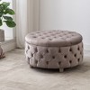 WestinTrends Round Velvet Tufted Storage Ottoman for Living Room Bedroom - 2 of 4
