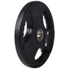 HolaHatha 35-Pound Olympic Rubber Coated Solid Cast Iron Weight Plate with Tri Grip Handle for Full Body Strength Training Workouts, Black - 3 of 4
