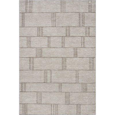 Beige Geometric Machine Washable Stain-Resistant Area Rug