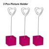 Unique Bargains Metal Resin Cube Base Heart Shape Pictures Memo Place Card Holder 3 Pcs - 3 of 4