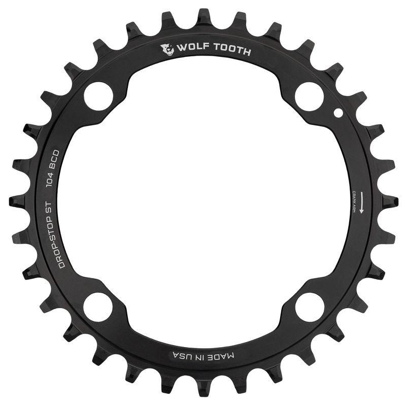 Wolf Tooth Drop Stop A Chainrings 36t 104 BCD 9/10/11/12-Speed 60g Aluminum Blk, 5 of 7