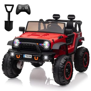 Jojoka 2 Seats 24V Kids Ride on Truck w/ Remote Control, 4 Motors,20" Seat Width, LED Light,Music,High/Low Speeds,Shovel, USB - 1 of 4