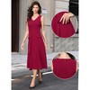 INSPIRE CHIC Women's Business Office V Neck Sleeveless Faux Pockets A-Line Midi Dresses - 2 of 4