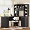 Gulches L-Shaped Computer Desk ¨C 2 Cabinets, 2 Drawers, 11 Open Shelves, Power Outlet for Study/Living Room/Office - 2 of 4