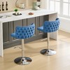 Lyngins Luxury 360° Swivel Counter Height Bar Stool Set of 2, Adjustable Height Counter Stools with Gold-Plated Base, Back Buttons & Hammered Rivets - 3 of 4