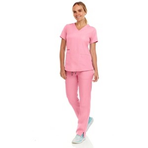 MediChic Women's V-Neck Scrub Set Straight Leg Six Pocket Cargo Scrub Pants with 4-Way Stretch Scrubs Sets - 1 of 4