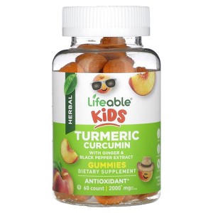 Lifeable Kids Turmeric Curcumin Gummies, Natural Peach, 2,000 mg, 60 Gummies (1,000 mg per Gummy) - 1 of 2