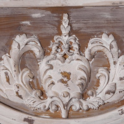 Scalloped 33" x 43" Brown and Cream Rustic Wooden Wall Mirror