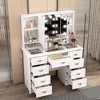 Hitow White 3 Mirrored Dresser with Lighting and Storage Drawers Carved Handles - 2 of 4