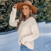 Women's V-Neck Long Sleeve Perforated Knit Sweater - Cupshe - 2 of 4
