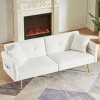 Modern Teddy Upholstered Loveseat Sleeper Sofa - Adjustable Backrest (4 Angles) with Foldable Armrests, 600lb Capacity for Living Room - 4 of 4