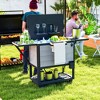 Outsunny 104 Quart Patio Cooler Cart, Outdoor Beverage Rolling Ice Chest with Bottle Opener and Shelves for Pool Deck BBQ Cookouts Party - 3 of 4