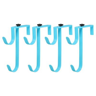 Unique Bargains Hanging Pool Equipment Adjustable Double Fence Hooks Pool Pole Hanger 4 Pcs