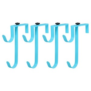 Unique Bargains Hanging Pool Equipment Adjustable Double Fence Hooks Pool Pole Hanger 4 Pcs - 1 of 4