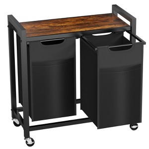 Musment Laundry Hamper with Pull-Out Removable Laundry Bags Clothing Sorter with Shelf and Wheels(Adjustable feet) - 1 of 4