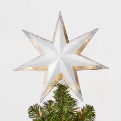 13in 21ct LED Light Glitter Star with Silver Glitter Star Tree Topper - Wondershop™