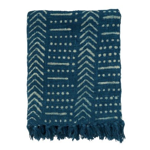 Saro Lifestyle Saro Lifestyle Mudcloth Design Throw Blanket Indigo 50