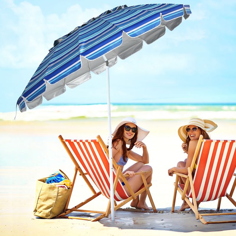 Costway 8 FT Beach Umbrella Outdoor Tilt Sunshade Sand Anchor W/Carry Bag, 2 of 11