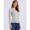 Allegra K Women's Lace Square Neck Long Sleeve Stertch Elegant Casual Peplum Blouse - 4 of 4