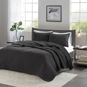 FIONECA Reversible Antimicrobial Brushed Microfiber Coverlet Set Farmhouse Pick Stitch Quilted Bedding - 1 of 4
