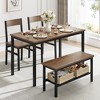 Dining Table Set for 4, Modern Kitchen Table with 2 Chairs and Bench for Small Space - 2 of 4