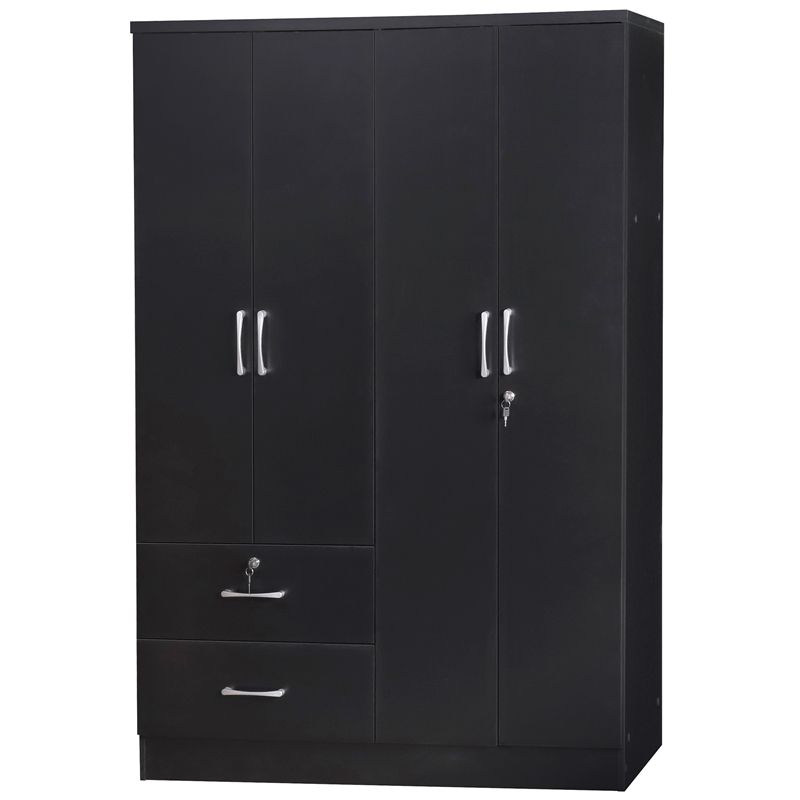 Better Home Products Luna Modern Wood 4 Doors 2 Drawers Armoire in Black, 3 of 4