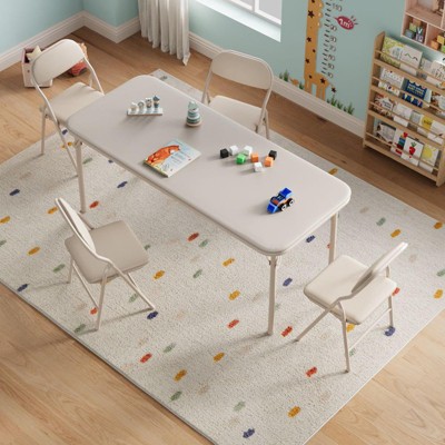 5 Piece Boys Girls Folding Table and Chairs Set, Activity Table and Chairs Set