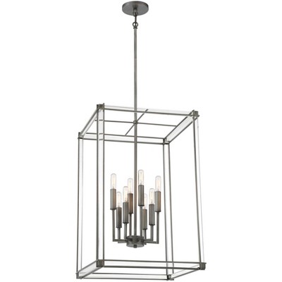 Minka Lavery Antique Nickel Chandelier 18" Wide Industrial Clear Acrylic 8-Light Fixture for Dining Room House Foyer Kitchen Home