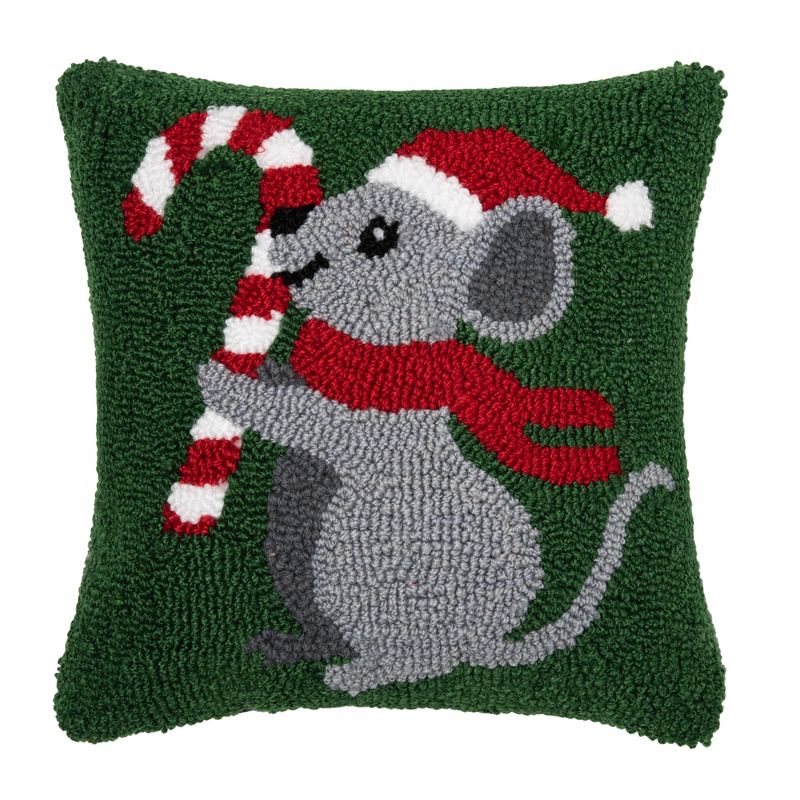 C&F Home Christmas Mouse Hooked Pillow, 1 of 5