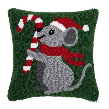C&F Home Christmas Mouse Hooked Pillow