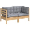 vidaXL 2-seater Garden Sofa Grey Solid pine wood, 100% polyester fabric - 3 of 4
