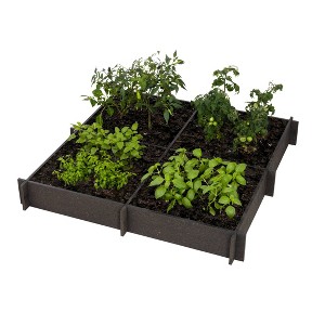 Vioscapes 3"x3" Square Raised Garden Quad Bed Coffee Brown - 1 of 2
