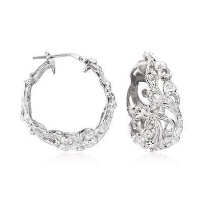 Ross-Simons Italian Sterling Silver Florentine Hoop Earrings