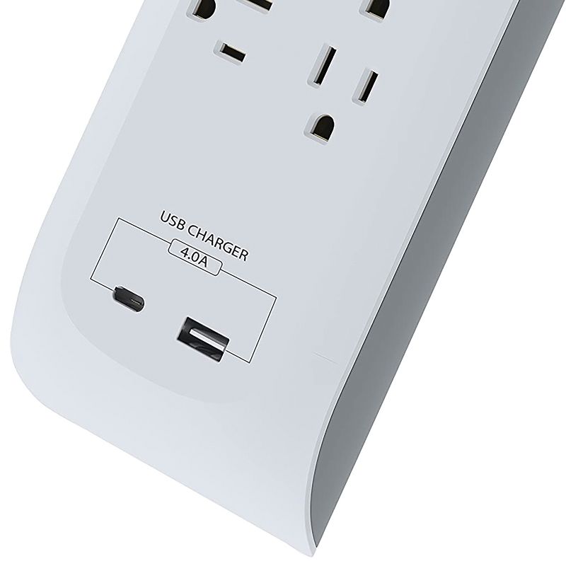 Digital Energy® 8-Outlet USB-A and USB-C® Surge Protector Power Strip (72 In.; White), 2 of 9