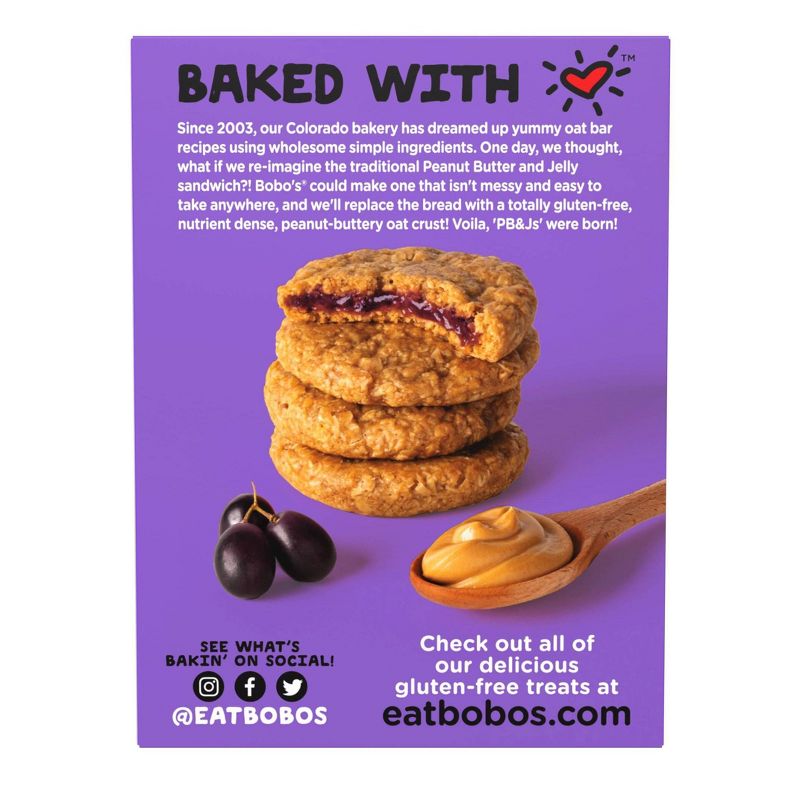 Bobo&#39;s PB&#38;Js Grape Soft Baked Peanut Butter Oat Crust Bars - 8.4oz/4ct, 5 of 10