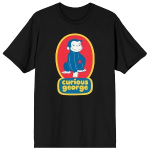 Curious George TV Red Character Circle Adult Black Crew Neck Short Sleeve T-shirt - 1 of 4