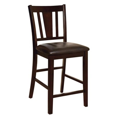 Set of 2 Leatherette Parson Counter Height Barstools Espresso - Benzara