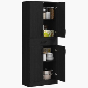 71" Freestanding Kitchen Pantry Cabinet with Drawer, Adjustable Shelf, and 2 Double Door Cupboards with Anti-Tipping Design - 1 of 4