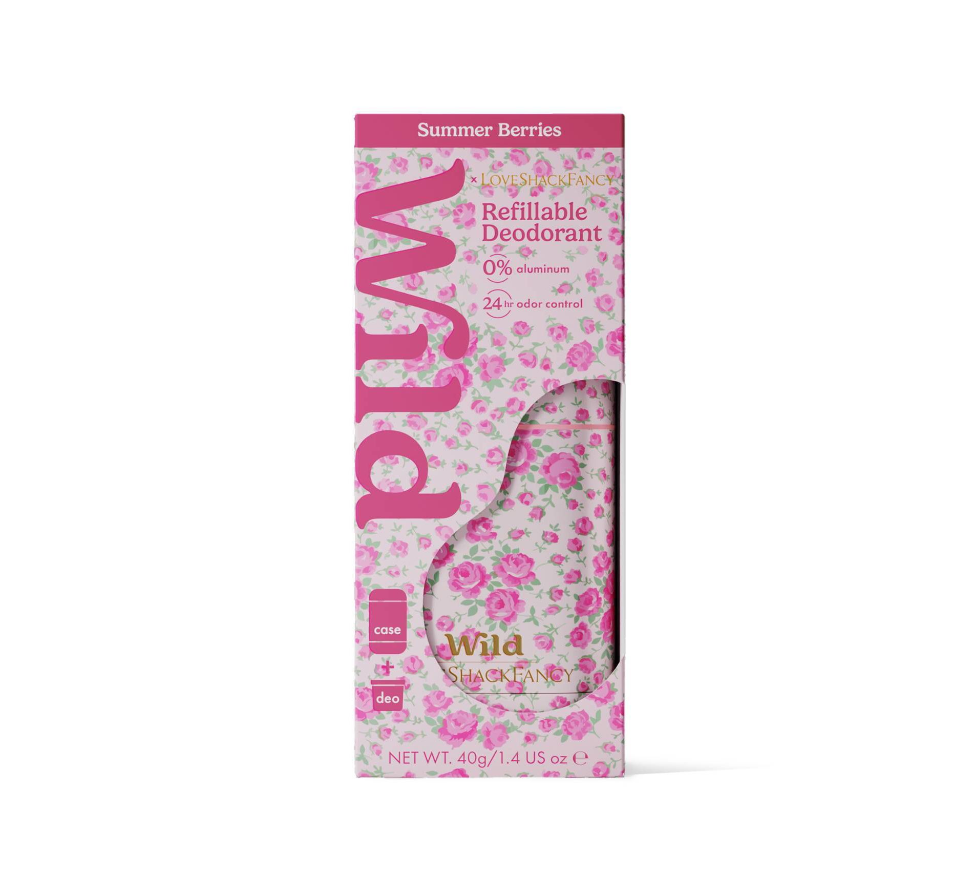 LoveShackFancy x Target - Wild Cosmetics Roseheart Refillable Deodorant - Summer Berries - 1.4oz - Rose Pink
