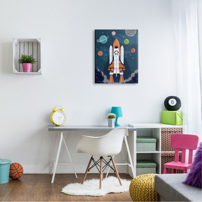 Rocket Ship Ready for Flight Outer Space Planets Canvas Wall Art, 24 x 30