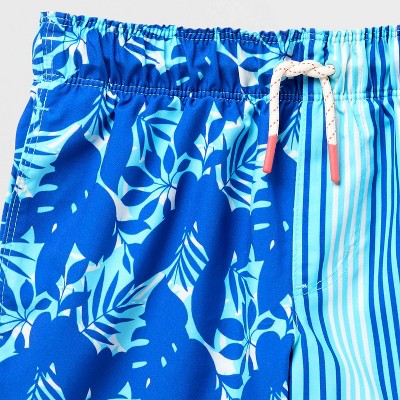 Cat & Jack Boys' Stripes and Palms Swim Trunks - Cat & Jack™ Blue L — фото 4